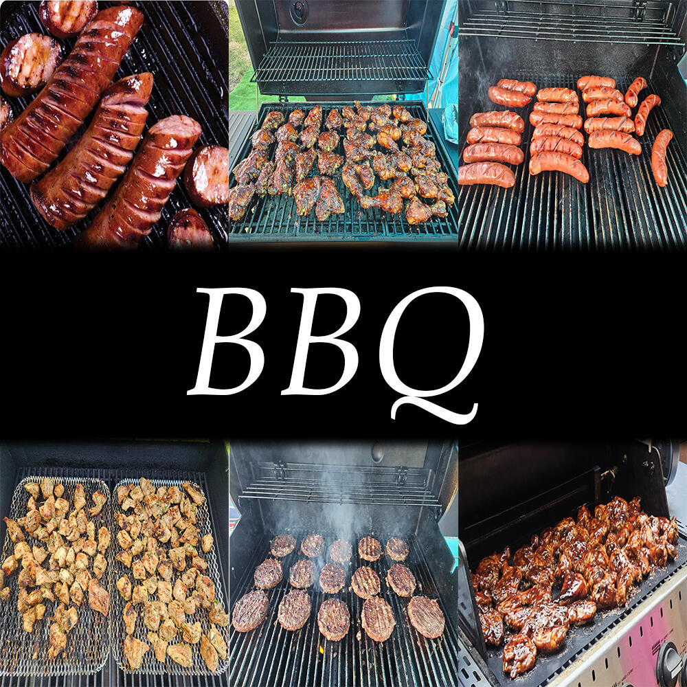 Wings, Ribs, Burgers and Hot Dogs, Blackened Chicken, Spicy Italian Sausage, Pasta Salad, etc.