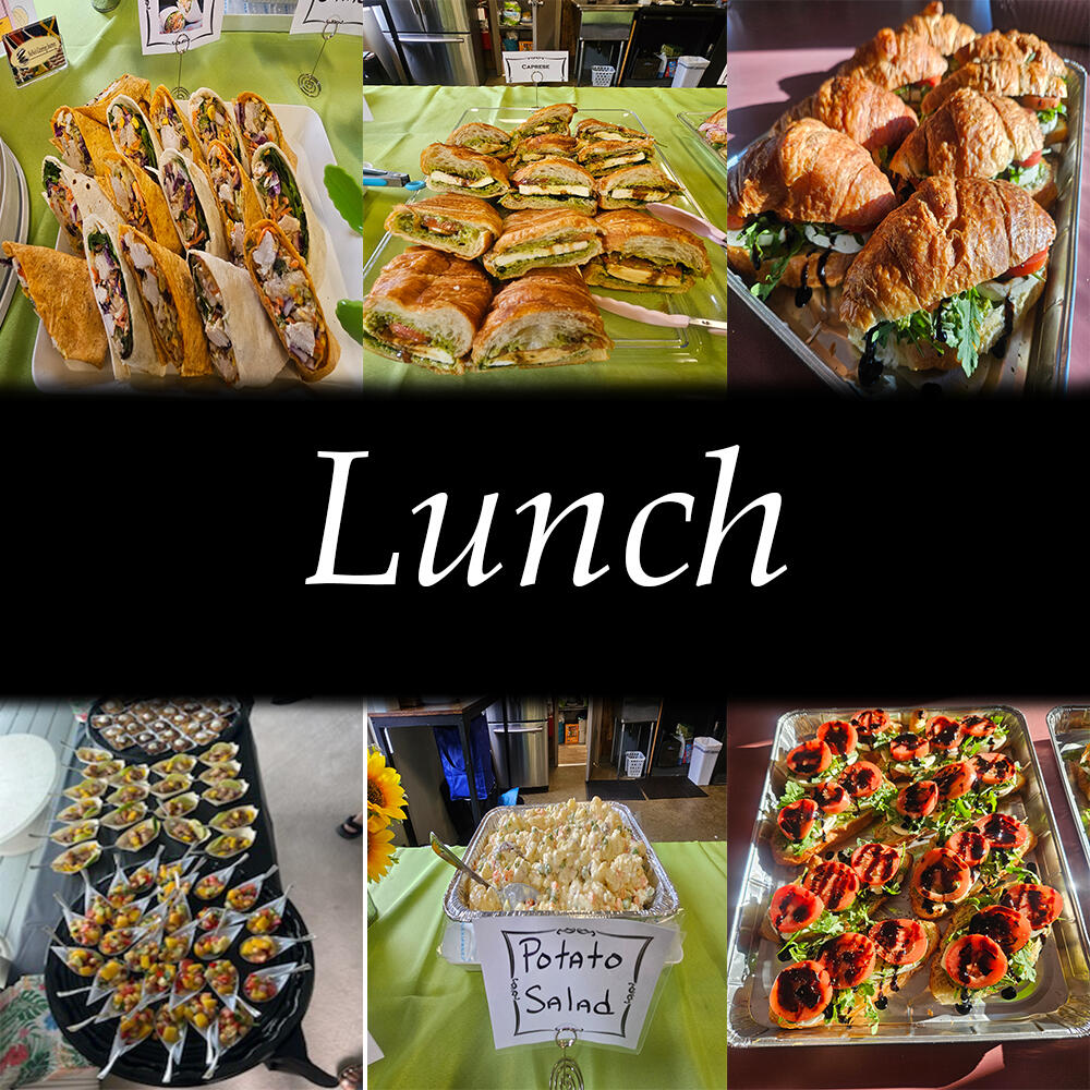 Assorted Deli Sandwiches, Caprese Sandwiches, Assorted Wraps, Chickpea Salad, etc.
